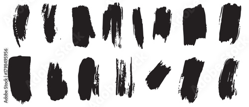 Black brush art grunge collection set background design.