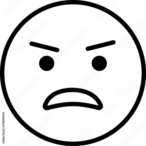 Angry Emoji Face Icon - Frustrated, Mad, Negative Emotion Symbol