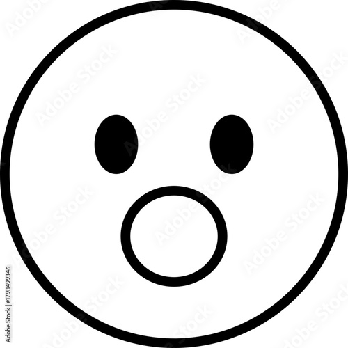 Shocked Face Emoji Icon, Surprise Expression, Open Mouth Emotion, Simple Vector Art