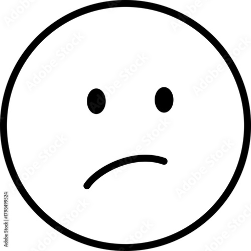 Sad Face Emoji Icon - Negative Emotion, Unhappy, Disappointment, Simple Line Art