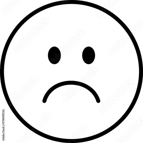 Sad Face Emoji Icon - Simple Black and White Icon for Unhappy Emotions