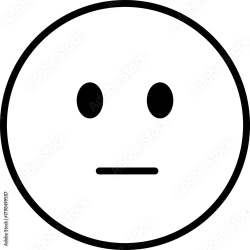 Blank Face Emoji Icon - Neutral Expression, Emotionless, Simple Smiley Symbol