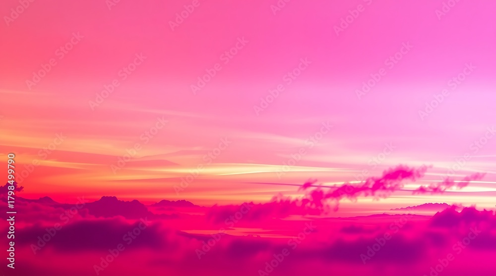 Obraz premium Surreal Prism Sunset Gradient Sky with Iridescent Haze and Dreamy Ambient Light Background
