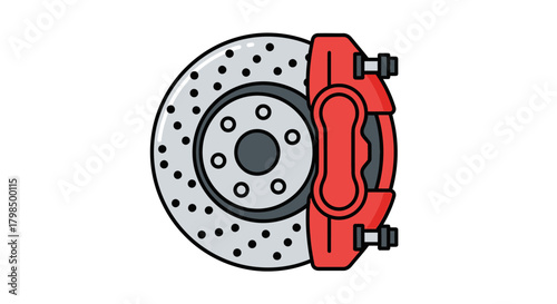 Illustration of a stylized car brake disc and caliper showing automotive technology