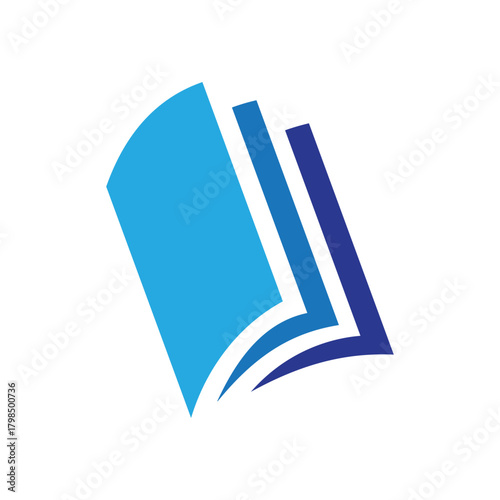 Abstract Blue Open Book or Document Icon logo symbol icon flat stock vector design