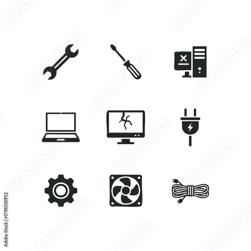 Computer Repair Icons Set