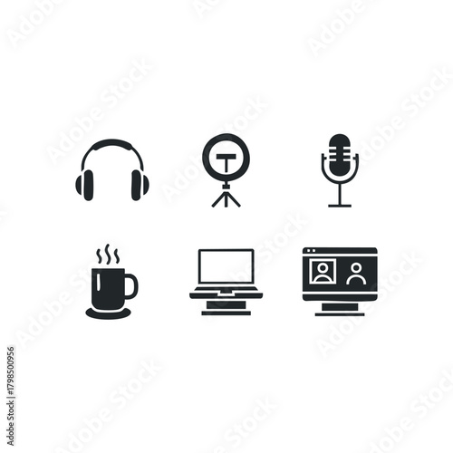 Set of Icons for Online Communication and Content Creation