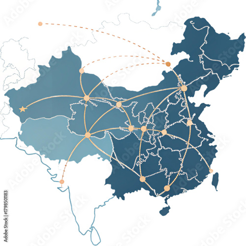 Global connectivity map illustrating international trade routes and business expansion across Asia and beyond