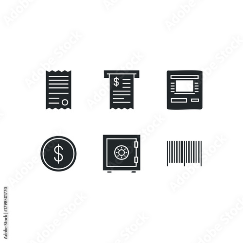Financial icons for payment and security concepts