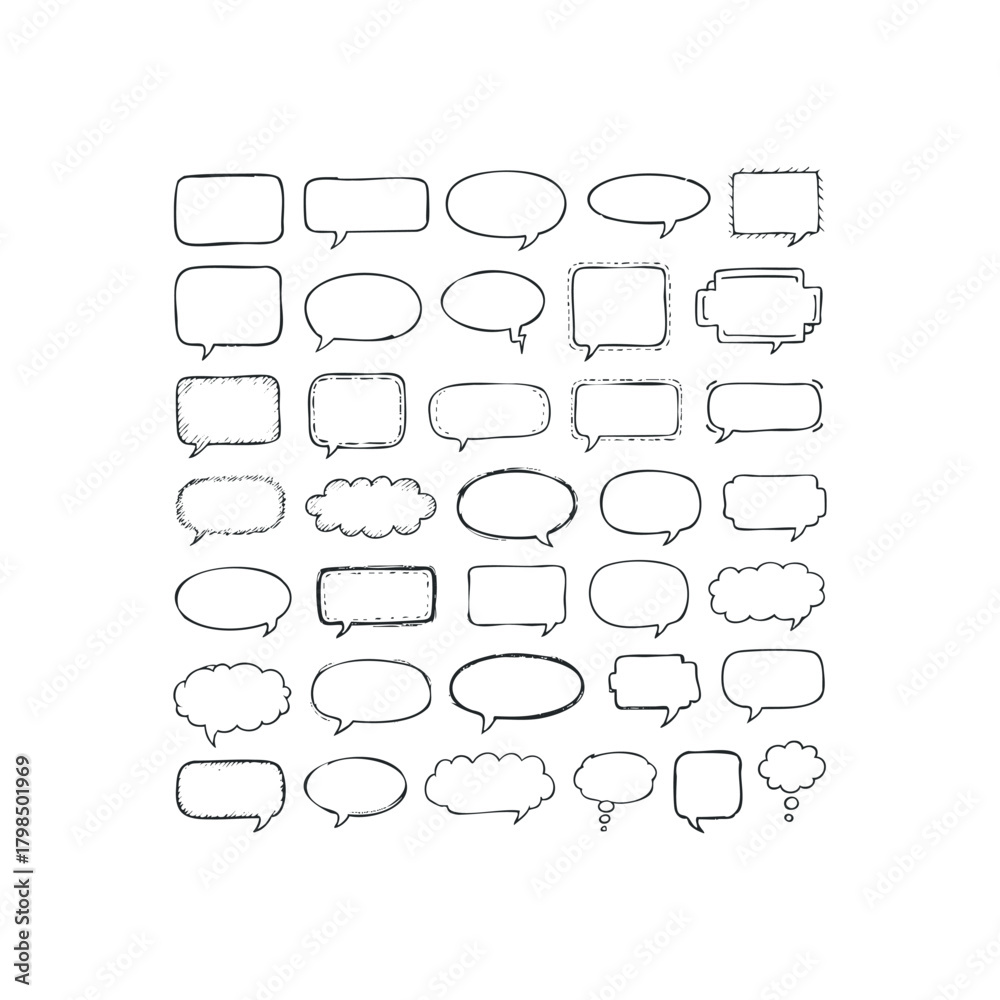 Fototapeta premium Set of Hand Drawn Speech and Thought Bubbles