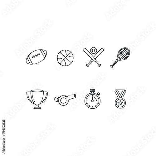 Collection of black and white sport icons