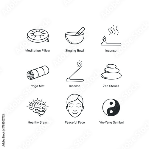 Meditation, Yoga, and Wellness Icons Collection