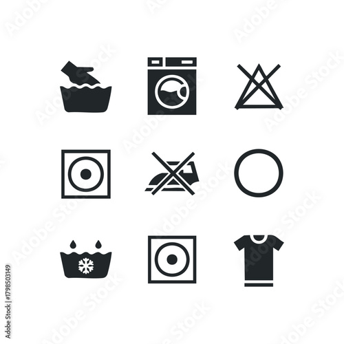 Laundry Care Symbols Collection for Clothing Maintenance