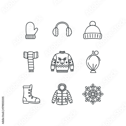 Winter Clothing Icons Collection