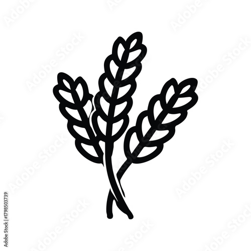 Wheat Stalk black Vector icon food white background design
