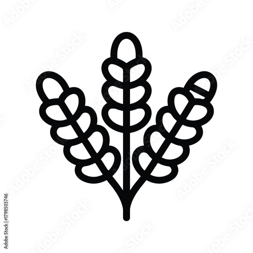 Wheat Stalk black Vector icon food white background design