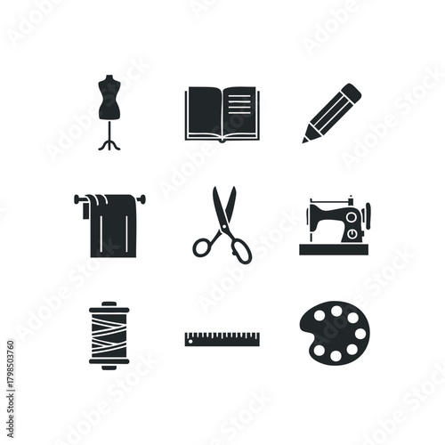 Sewing and art supplies icons