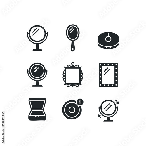 Collection of various vanity and makeup mirror icons