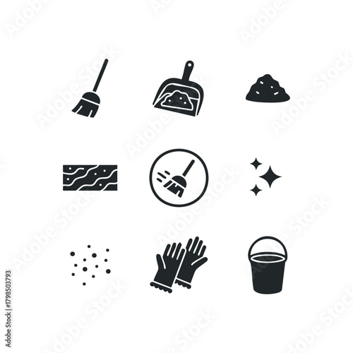 Cleaning tools and supplies icons
