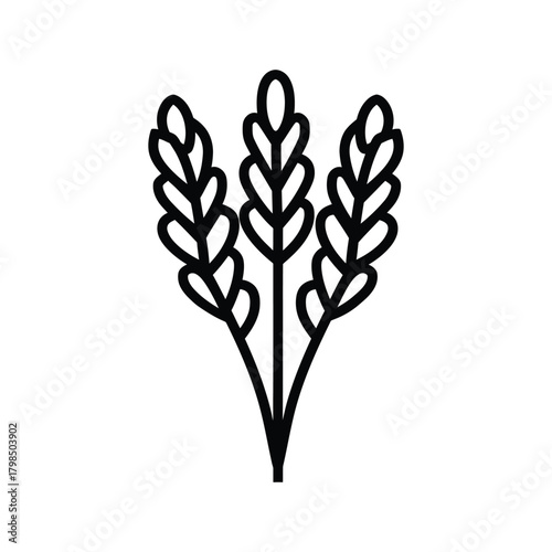 Wheat Stalk black Vector icon food white background design
