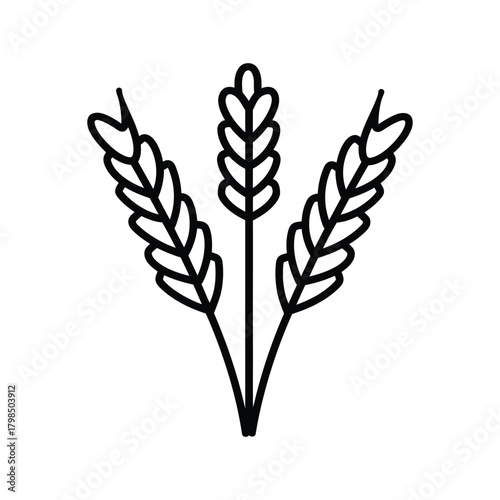 Wheat Stalk black Vector icon food white background design