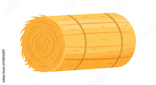 Golden hay bale illustration isolated on white offers versatile farming imagery