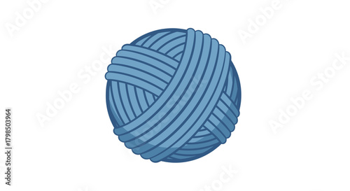 Whimsical cartoon illustration of a light blue yarn ball perfect for crafting related projects