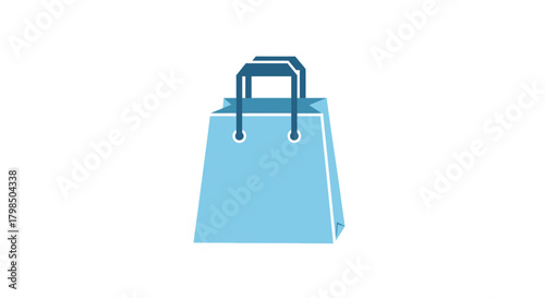 Minimalist light blue shopping bag illustration featuring clean lines and a fresh color palette