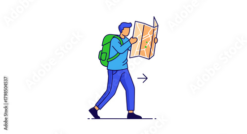 Navigating adventures: A journey of discovery with a map in hand for an active individual