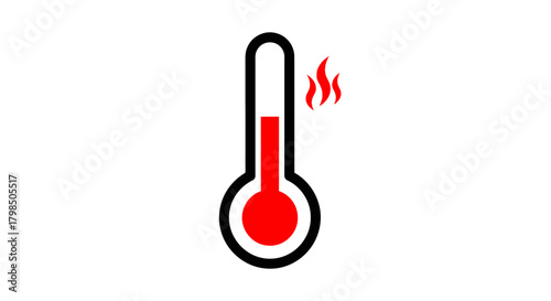 Thermometer displaying high temperature with flame, indicating potential health concern or danger