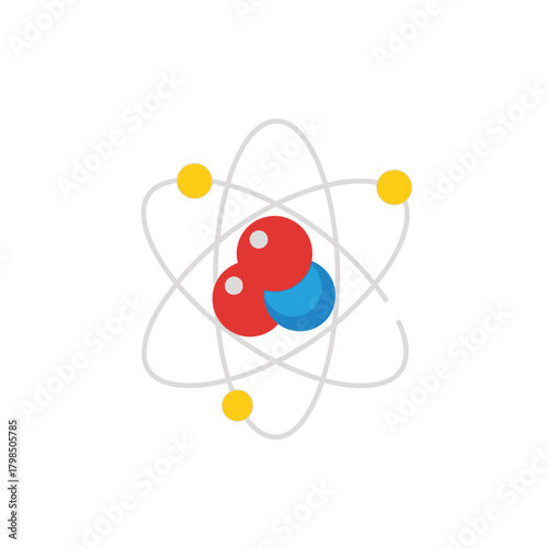 Simplified atom illustration showcasing electrons orbiting a central nucleus structure visual