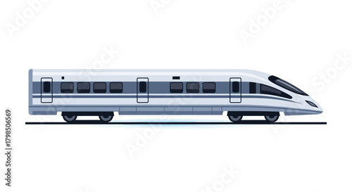 High speed train illustration on white backdrop promoting future transportation