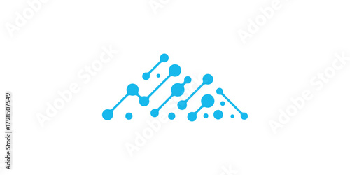 Mountain Connect Dot Logo,Dual Meaning Symbol Combining a Mountain Silhouette with Connected Dots to Represent Exploration, Networking, and Innovation