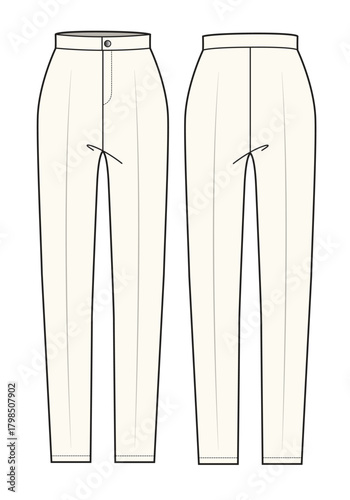 Female trousers front and back view mockup template vector illustration.