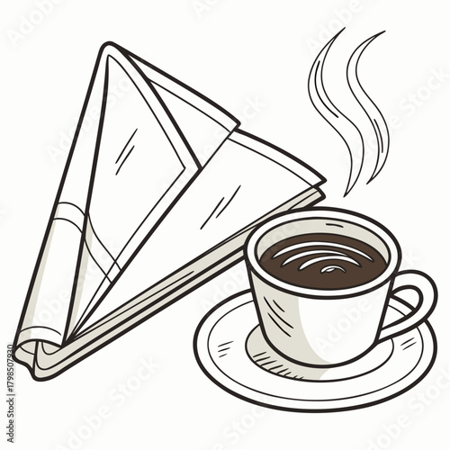 Hot Coffee in a Cup with a Folded Napkin saucer hot drink