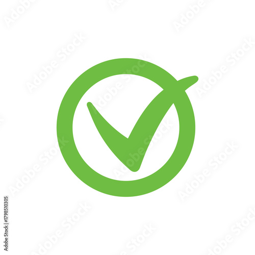 Right check mark green icon. Approved select choose design.