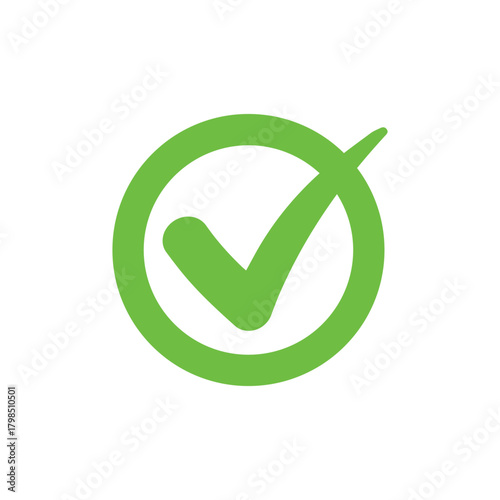 Right check mark green icon. Approved select choose design.
