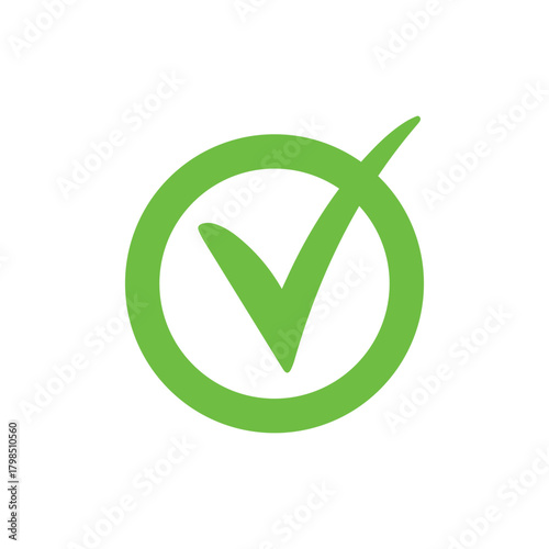 Right check mark green icon. Approved select choose design.
