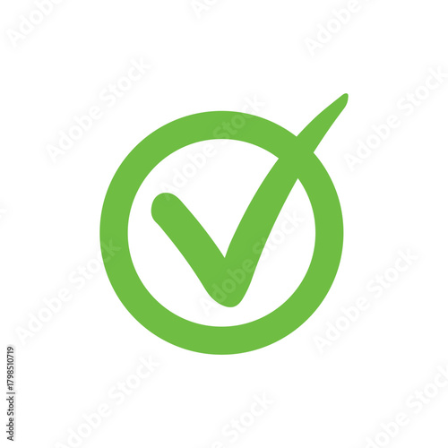 Right check mark green icon. Approved select choose design.