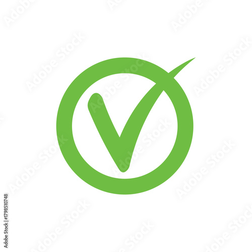 Right check mark green icon. Approved select choose design.