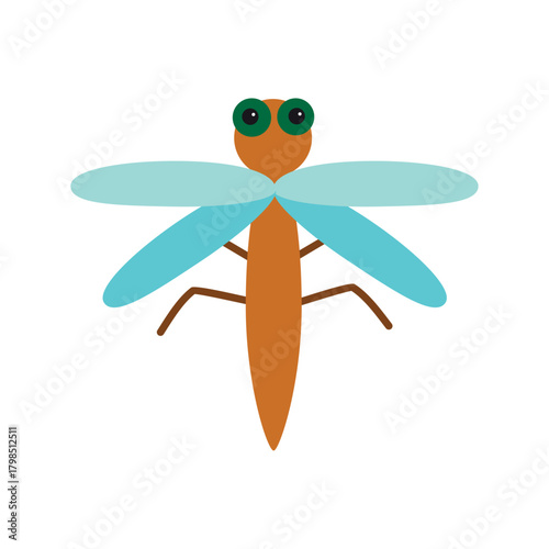 Adorable Dragonfly Insect Illustration A Colorful Flat Design Depicting Nature's Beauty in Detail