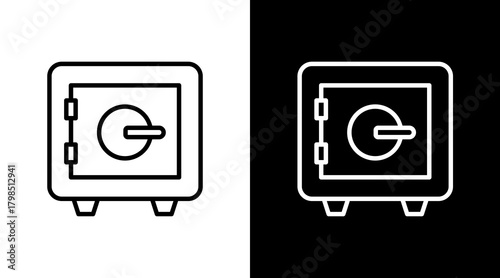 Safe Box  White Icon Set Design