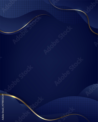 Luxury Dark Blue Gold Abstract Background Template for Premium Invitation or Formal Certificate Design