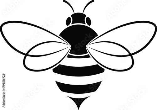 Black and white bee illustration