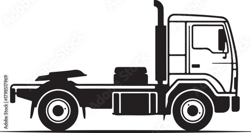 Heavy duty semi trailer truck vector silhouette illustration for freight transport and logistics industry