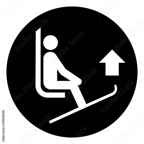 Lift Ski Tips Symbol Sign, Vector Illustration, Isolated On White Background Label.EPS10