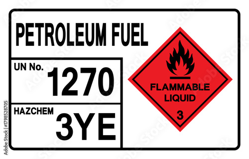Petroleum Fuel Un 1270 Symbol Sign, Vector Illustration, Isolate On White Background, Label.EPS10