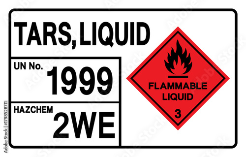 Tars, Liquid UN 1999 Symbol Sign, Vector Illustration, Isolate On White Background, Label.EPS10