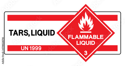 Tars, Liquid UN 1999 Symbol Sign, Vector Illustration, Isolate On White Background, Label.EPS10