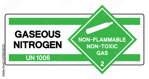 Gaseous Nitrogen UN 1066 Symbol Sign, Vector Illustration, Isolate On White Background, Label.EPS10